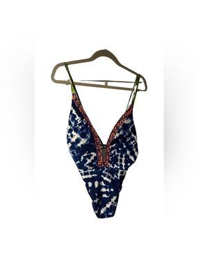 La Blanca *New Without Tags* One Piece Tye Die Blue and Coral Bathing Suit